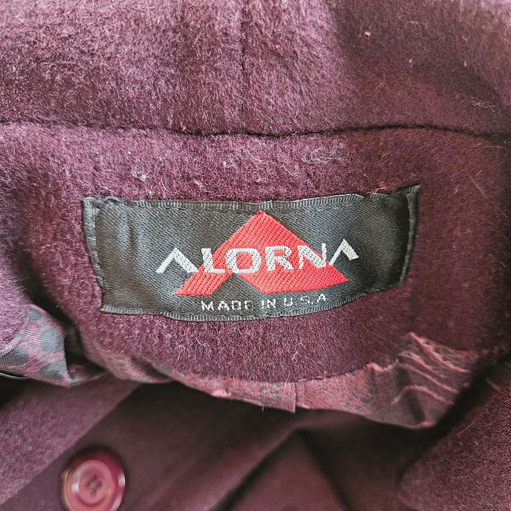 Vintage Alorna Forstmann Pea Coat Womens Medium Plum Wool Blend  Double Breasted - Picture 4 of 11